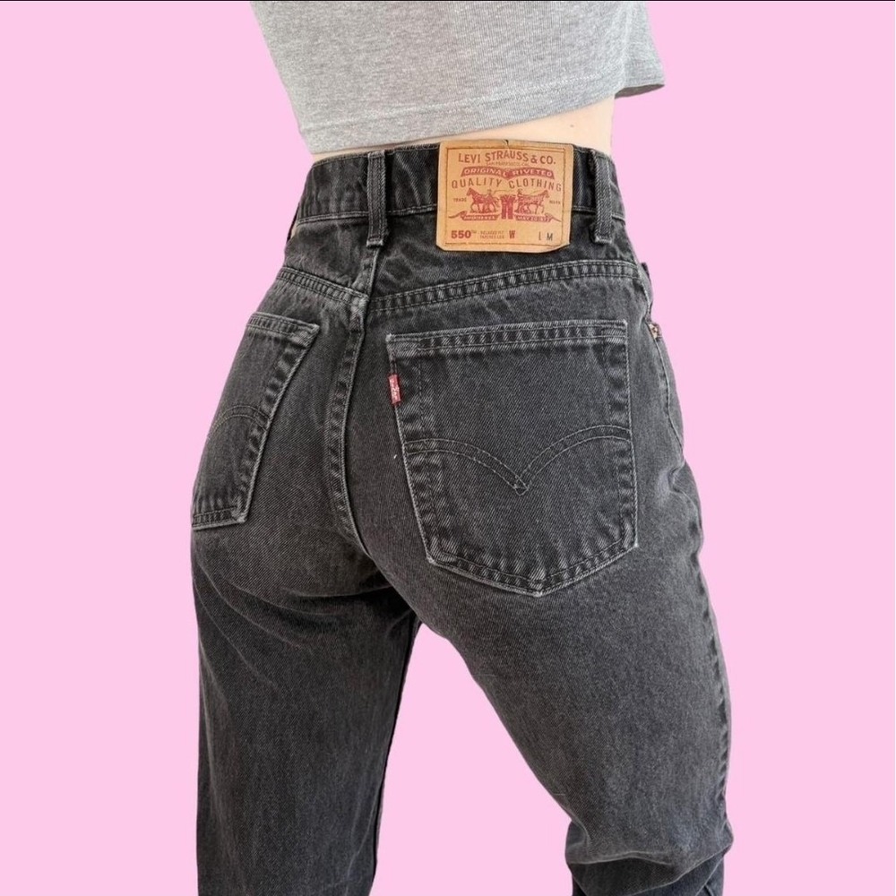 Vintage Levi's 550 Jeans Womens Black Relaxed Fit Tapered Leg 90s USA Made 5 Med